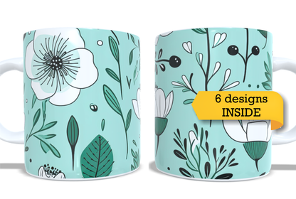 #423 Colourfull Coffee and Tea Mug. Coffee Cup. Tea Mug. Delicate floral design. Full colour sublimated