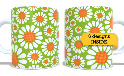 Colourfull Coffee and Tea Mug. Coffee Cup. Tea Mug. Abstract colourfull daisyes. Full colour sublimated #211