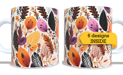 Colourfull Coffee and Tea Mug. Coffee Cup. Tea Mug. Boho floral design. Full colour sublimated #261