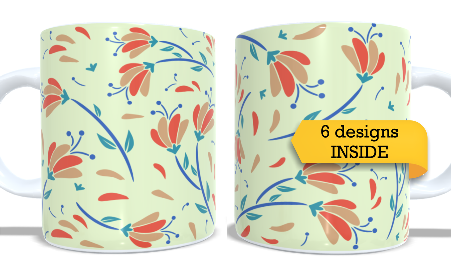 #222 Colourfull Coffee and Tea Mug. Coffee Cup. Tea Mug. Floral design. Full colour sublimated