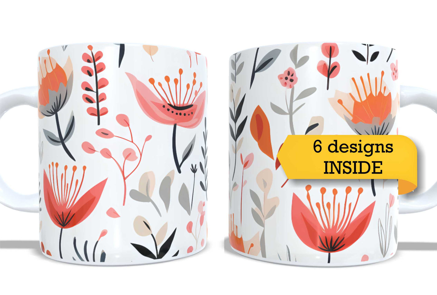 #219 Colourfull Coffee and Tea Mug. Coffee Cup. Tea Mug. Beautiful floral design. Full colour sublimated.