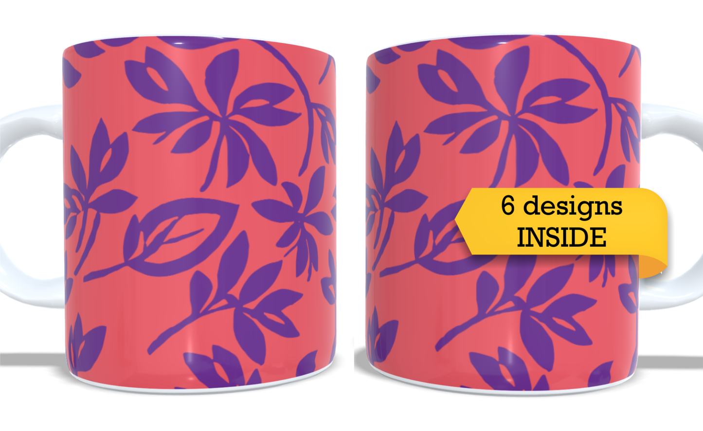 #209 Colourfull Coffee and Tea Mug. Coffee Cup. Tea Mug. Abstract tropical leaves. Full colour sublimated