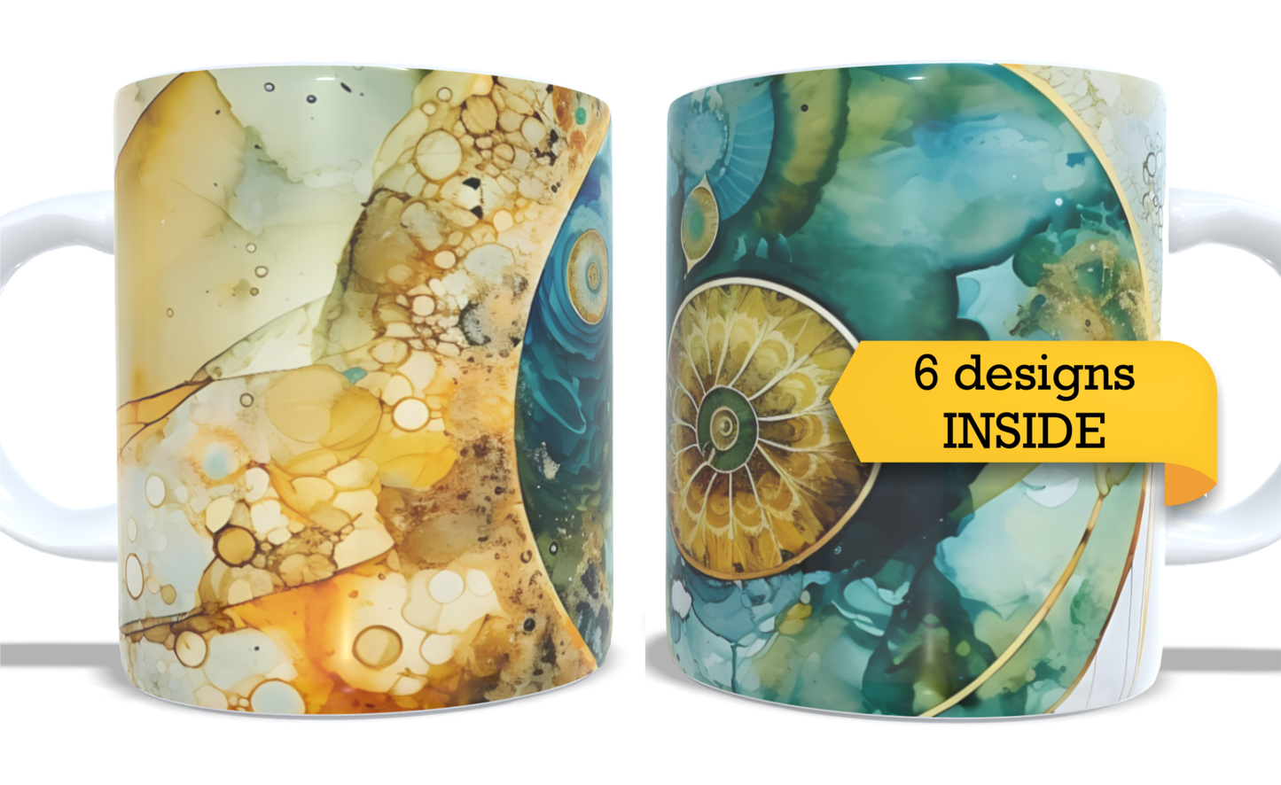 Colourfull Coffee and Tea Mug. Coffee Cup. Tea Mug. Abstract shells design. Full colour sublimated #014