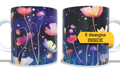 Colourfull Coffee and Tea Mug. Coffee Cup. Tea Mug. Floral design. Full colour sublimated #090