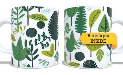 Colourfull Coffee and Tea Mug. Coffee Cup. Tea Mug. Abstract tropical leaves. Full colour sublimated #229