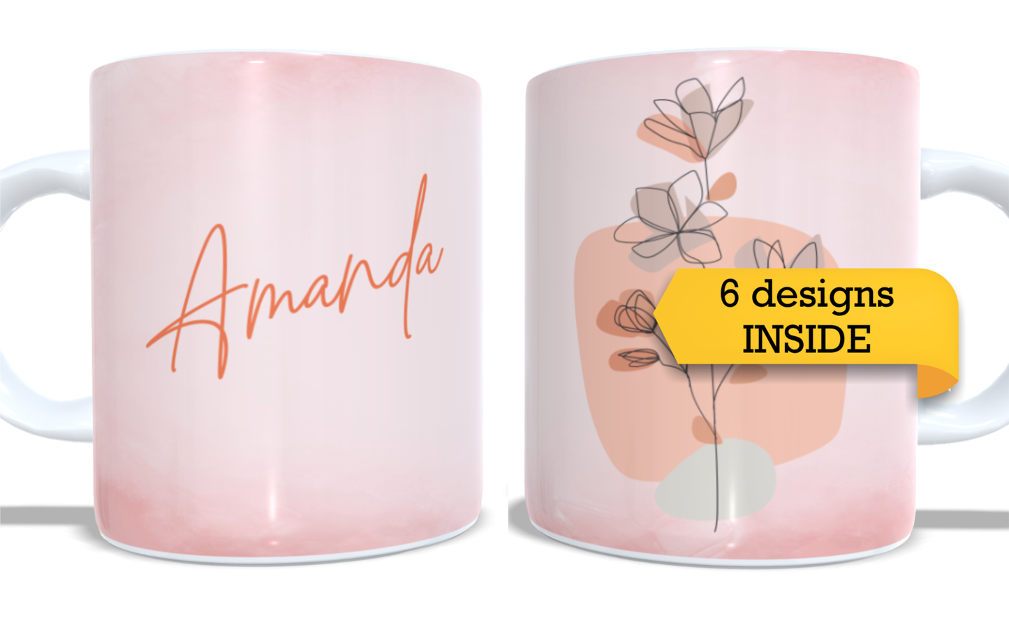 #233 Personalized Colourfull Coffee and Tea Mug. Coffee Cup. Tea Mug. Colourfull abstract floral shapes. Full colour sublimated