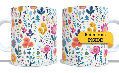 #245 Colourfull Coffee and Tea Mug. Coffee Cup. Tea Mug. Abstract floral design. Full colour sublimated