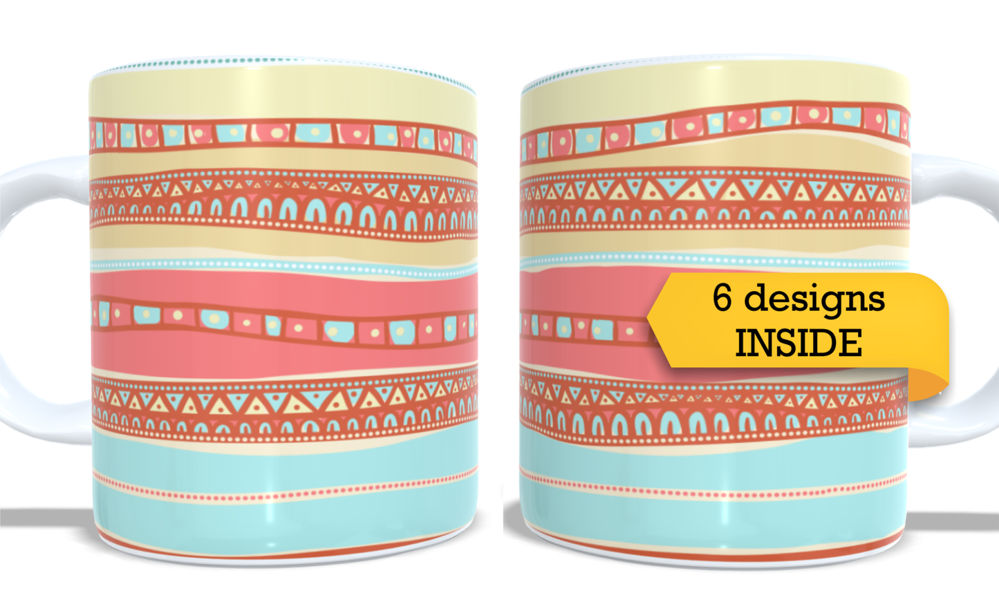 #232 Colourfull Coffee and Tea Mug. Coffee Cup. Tea Mug. Colourfull abstract shapes. Full colour sublimated