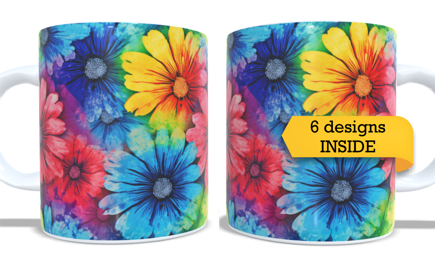 Colourfull Coffee and Tea Mug. Coffee Cup. Tea Mug. Watercolour floral design. Full colour sublimated #252