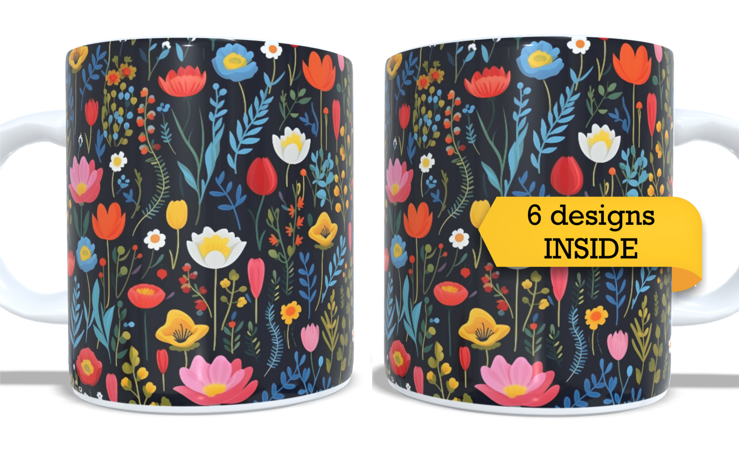 Colourfull Coffee and Tea Mug. Coffee Cup. Tea Mug. Boho floral design. Full colour sublimated #239