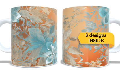 Colourfull Coffee and Tea Mug. Coffee Cup. Tea Mug. Abstract colourfull floral and lace. Full colour sublimated #272