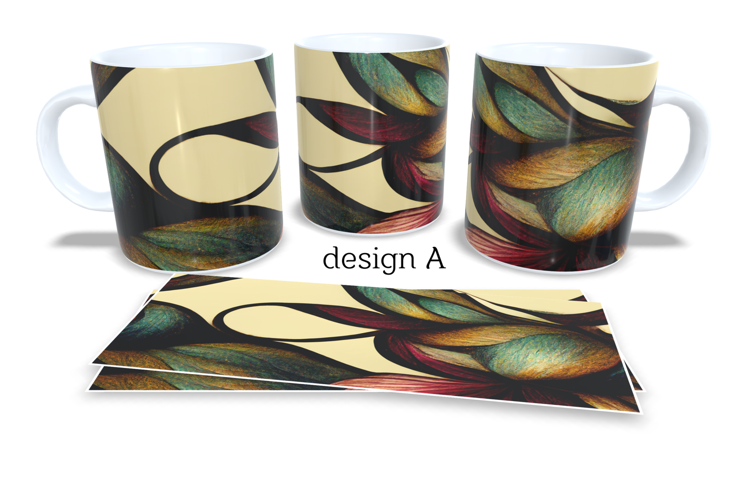 #201 Colourfull Coffee and Tea Mug. Coffee Cup. Tea Mug. Elegand clasy floral design. Full colour sublimated