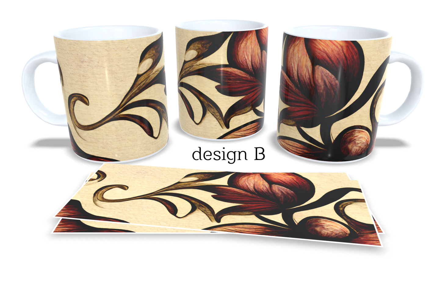 #201 Colourfull Coffee and Tea Mug. Coffee Cup. Tea Mug. Elegand clasy floral design. Full colour sublimated