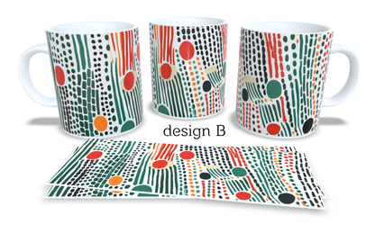 #023 Colourfull Coffee and Tea Mug. Coffee Cup. Tea Mug. Abstract floral design. Full colour sublimated