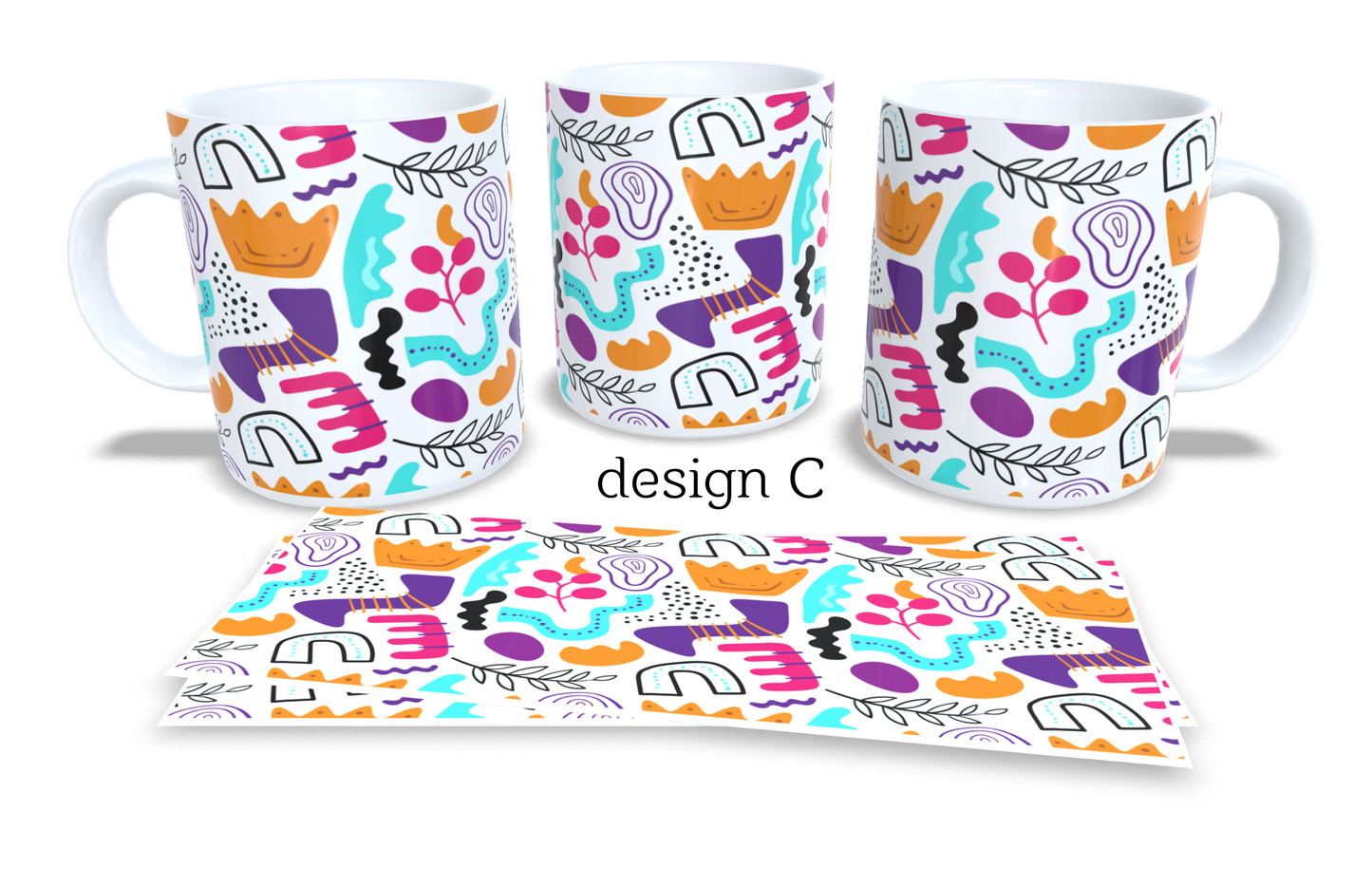 #010 Colourfull Coffee and Tea Mug. Coffee Cup. Tea Mug. Watercolour floral abstrackt design. Full colour sublimated