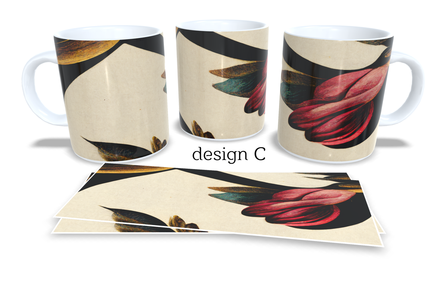 #201 Colourfull Coffee and Tea Mug. Coffee Cup. Tea Mug. Elegand clasy floral design. Full colour sublimated