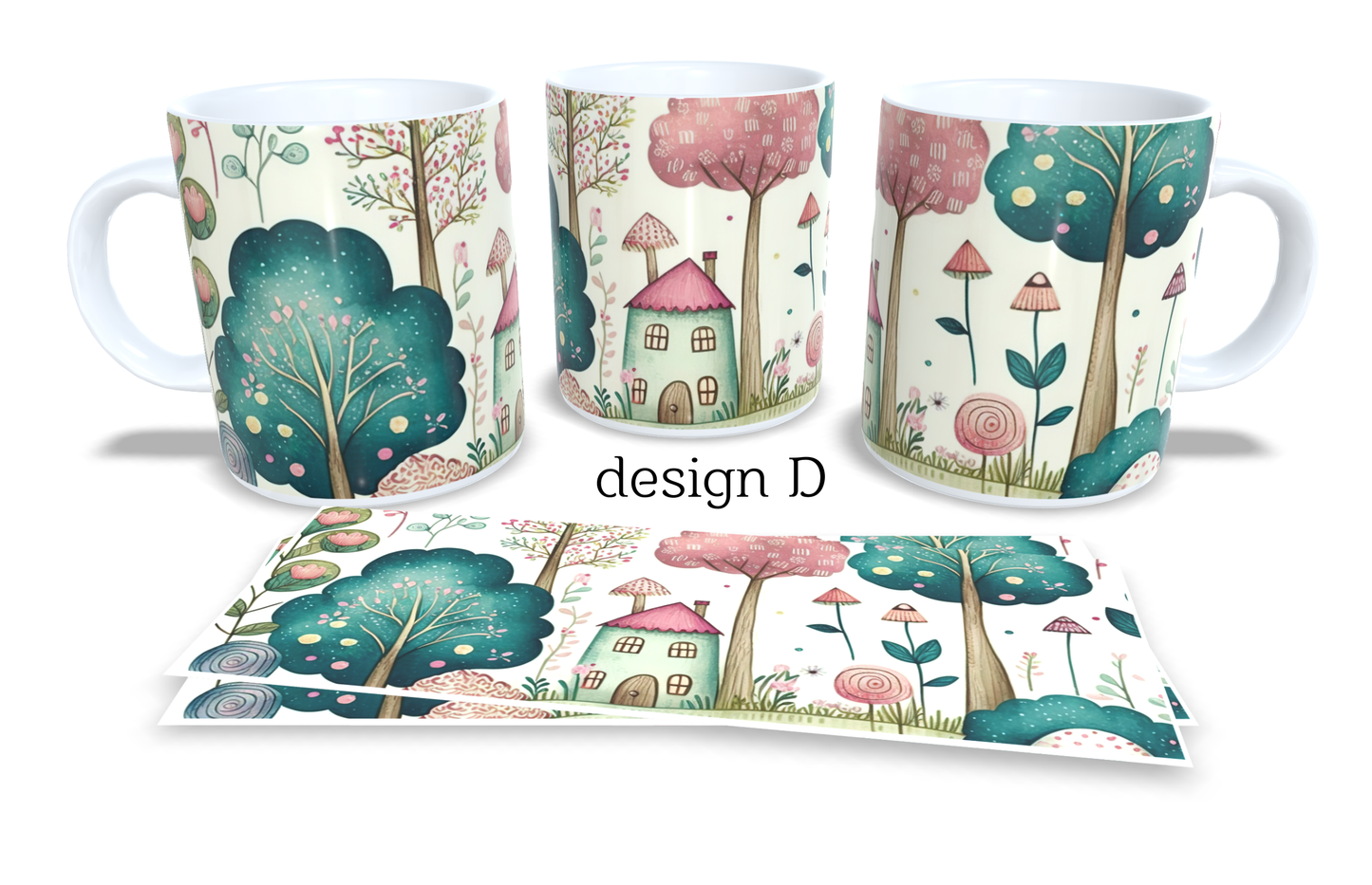 #031 Colourfull Coffee and Tea Mug. Coffee Cup. Tea Mug. Abstract woodland design. Full colour sublimated