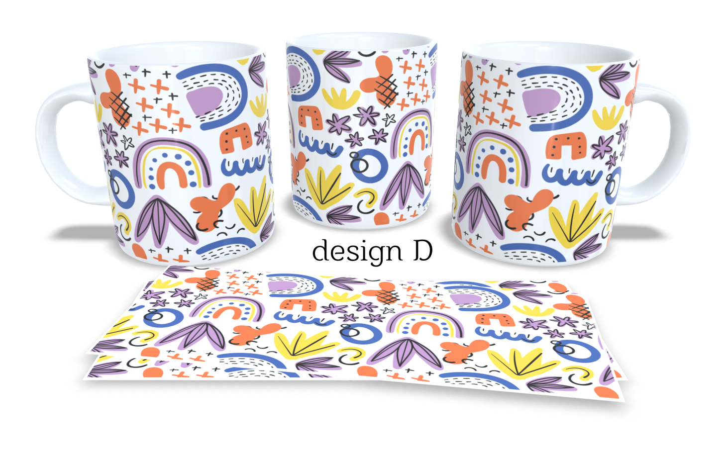 #010 Colourfull Coffee and Tea Mug. Coffee Cup. Tea Mug. Watercolour floral abstrackt design. Full colour sublimated