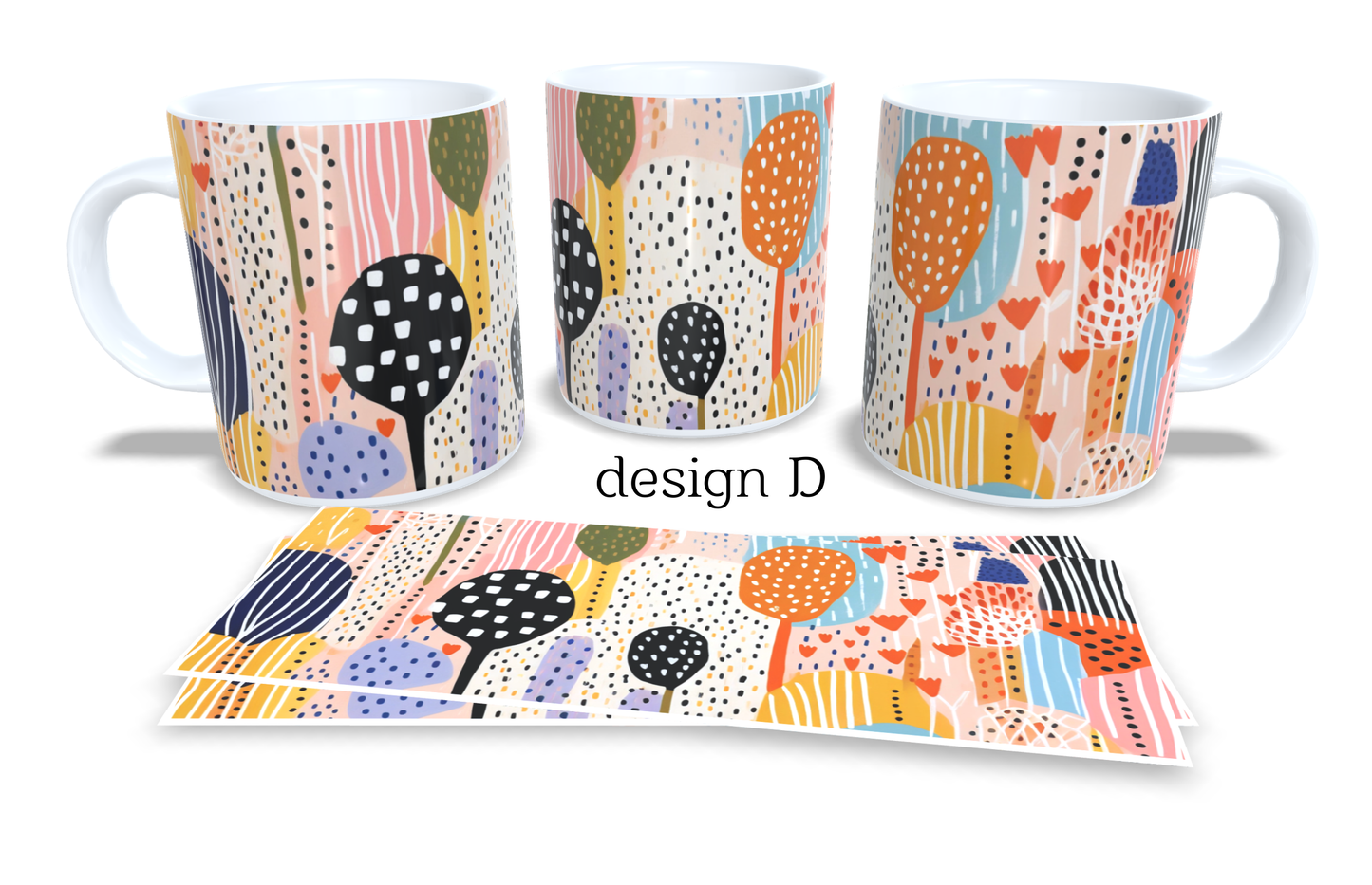 #023 Colourfull Coffee and Tea Mug. Coffee Cup. Tea Mug. Abstract floral design. Full colour sublimated