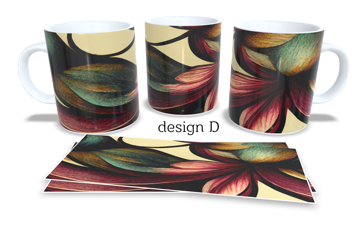 #201 Colourfull Coffee and Tea Mug. Coffee Cup. Tea Mug. Elegand clasy floral design. Full colour sublimated