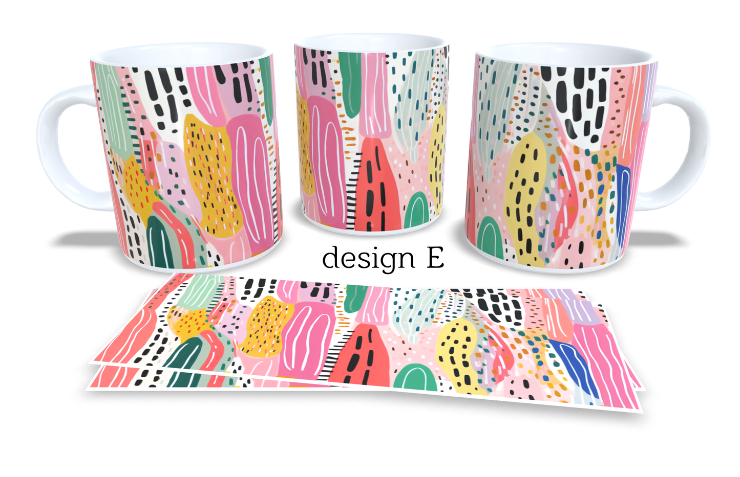 #023 Colourfull Coffee and Tea Mug. Coffee Cup. Tea Mug. Abstract floral design. Full colour sublimated