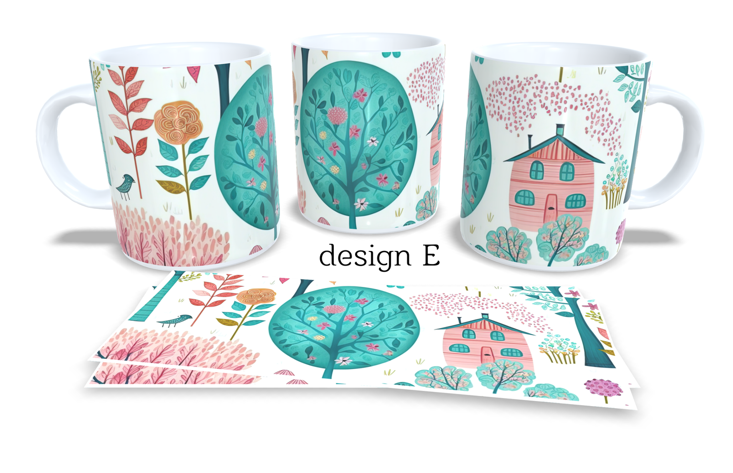 #031 Colourfull Coffee and Tea Mug. Coffee Cup. Tea Mug. Abstract woodland design. Full colour sublimated