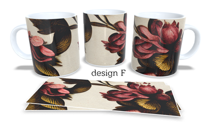 #201 Colourfull Coffee and Tea Mug. Coffee Cup. Tea Mug. Elegand clasy floral design. Full colour sublimated