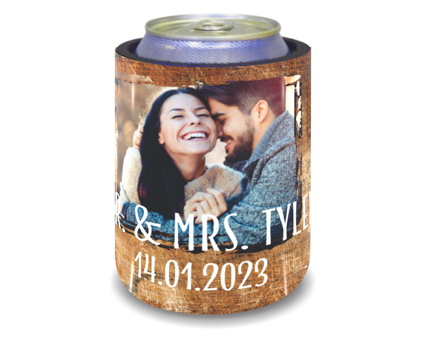 Personalised Rustic Wedding Stubby Holders - #268 - Quantity 20 - FREE SHIPPING.