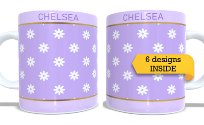 #234 Personalized Colourfull Coffee and Tea Mug. Coffee Cup. Tea Mug. Colourfull floral . Full colour sublimated