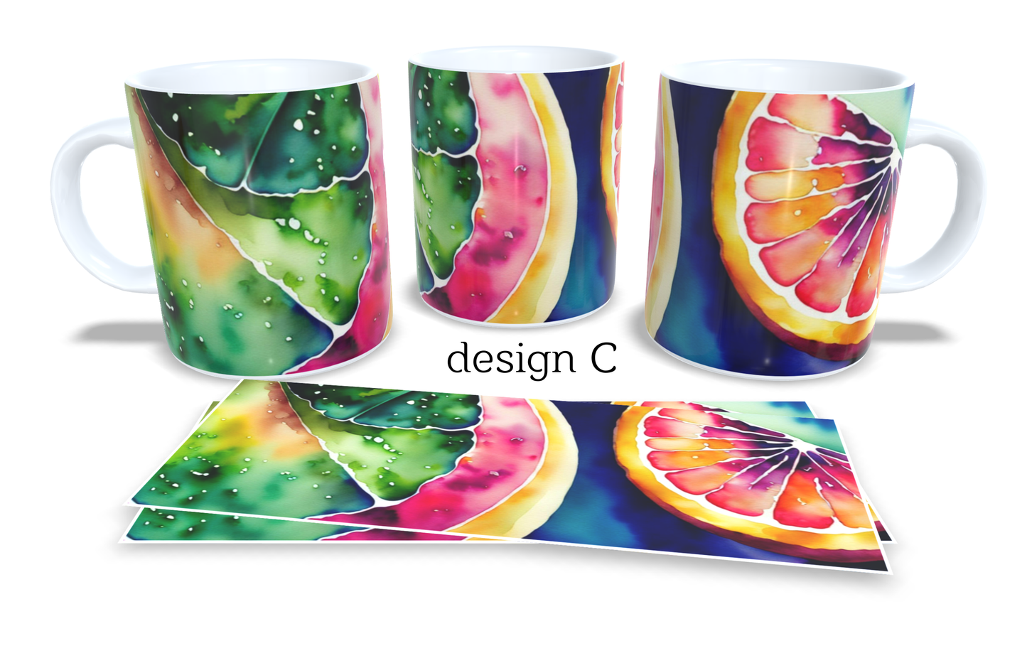 #054 Colourfull Coffee and Tea Mug. Coffee Cup. Tea Mug. Juicy fruit. Full colour sublimated