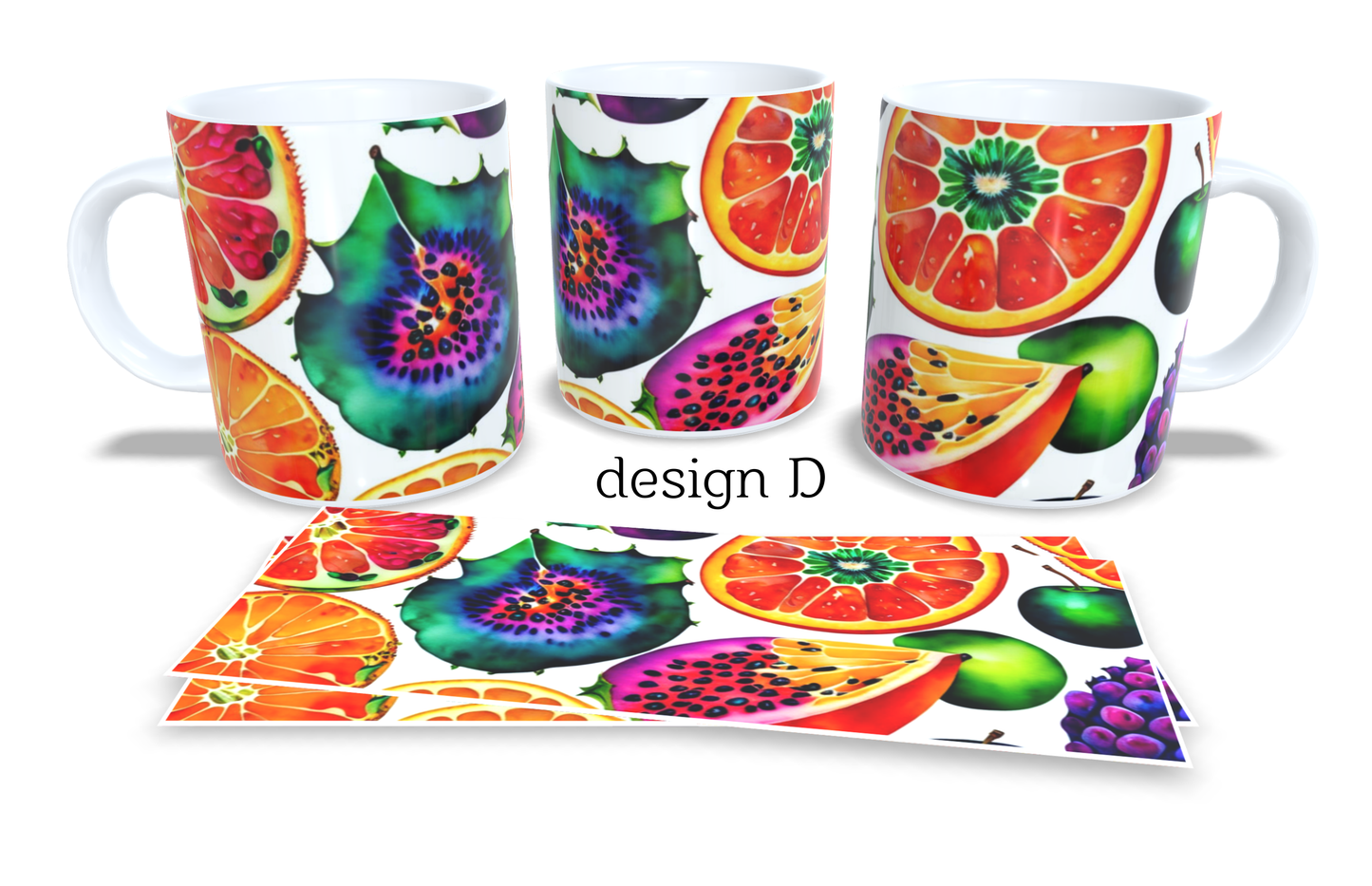 #054 Colourfull Coffee and Tea Mug. Coffee Cup. Tea Mug. Juicy fruit. Full colour sublimated