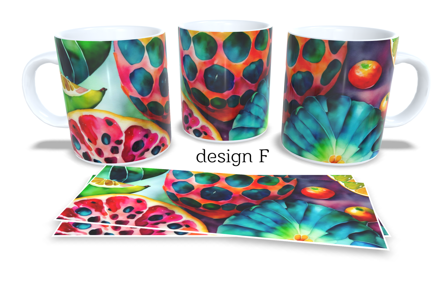 #054 Colourfull Coffee and Tea Mug. Coffee Cup. Tea Mug. Juicy fruit. Full colour sublimated