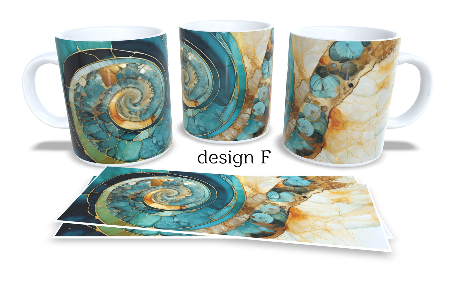 Colourfull Coffee and Tea Mug. Coffee Cup. Tea Mug. Abstract shells design. Full colour sublimated #014