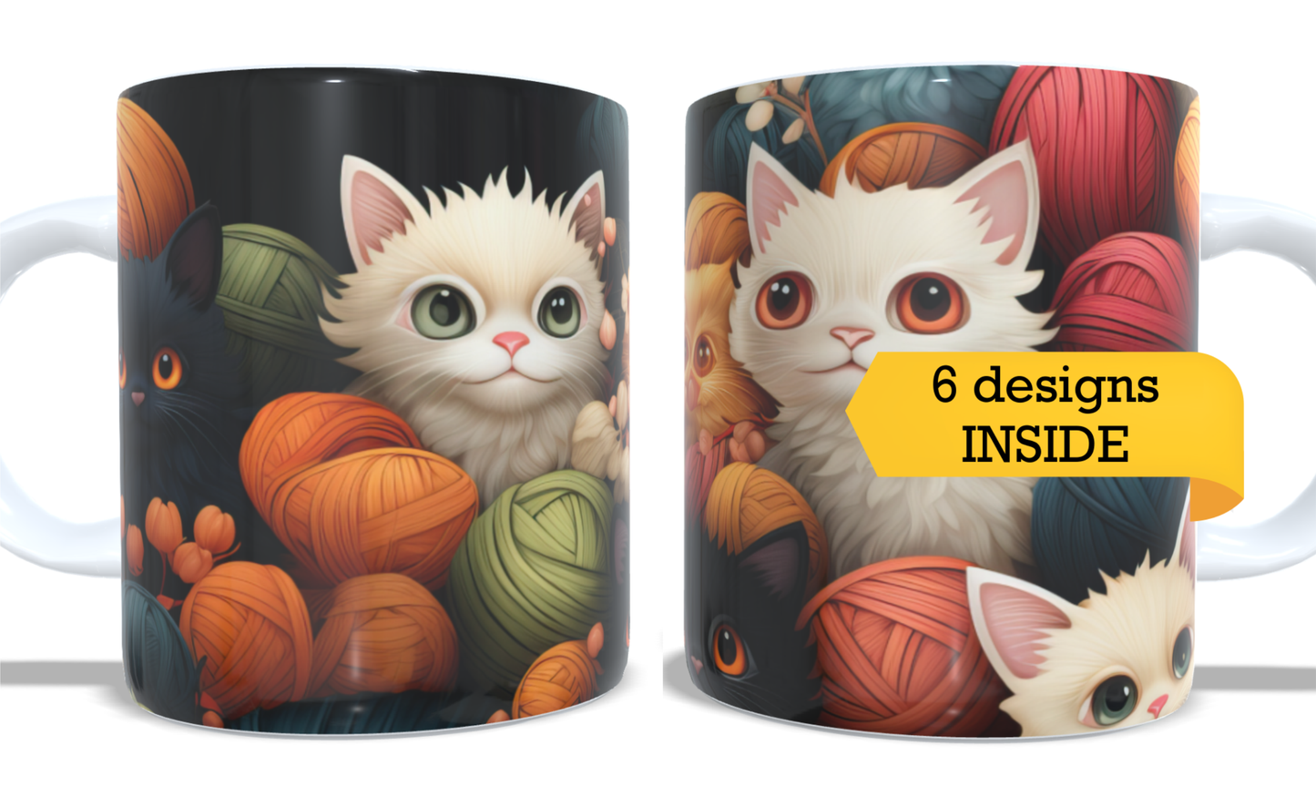 #065 Colourfull Coffee and Tea Mug. Coffee Cup. Tea Mug. Cute cats design. Full colour sublimated