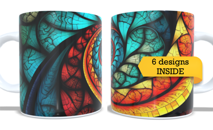 Colourfull Coffee and Tea Mug. Coffee Cup. Tea Mug. Abstract colourfull shapes. Full colour sublimated #256