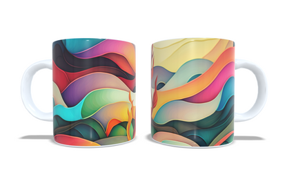 Colourfull Coffee and Tea Mug. Coffee Cup. Tea Mug. 3D AI abstract floral design. Full colour sublimated #329